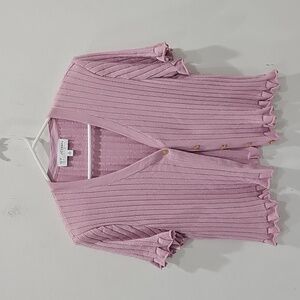 St John Collection Pink Sweather Knit jacket Size 14 Gold Buttom